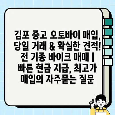 김포 중고 오토바이 매입, 당일 거래 & 확실한 견적! 전 기종 바이크 매매 | 빠른 현금 지급, 최고가 매입