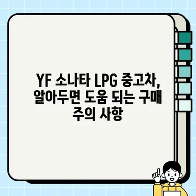 YF 소나타 LPG 중고차 거래 후기| 제원&옵션 점검 | 실제 구매자 경험 공유, 장단점 분석, 주의 사항