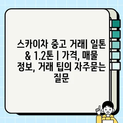 스카이차 중고 거래| 일톤 & 1.2톤 | 가격, 매물 정보, 거래 팁