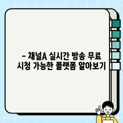 채널A 실시간 방송 무료 시청 방법| PC, 모바일, TV 시청 가이드 | 채널A, 실시간 방송, 무료 시청, 시청 방법