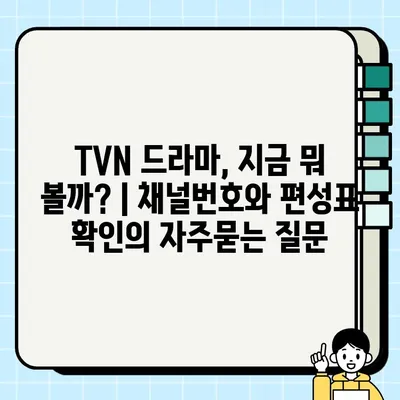 TVN 드라마, 지금 뭐 볼까? | 채널번호와 편성표 확인