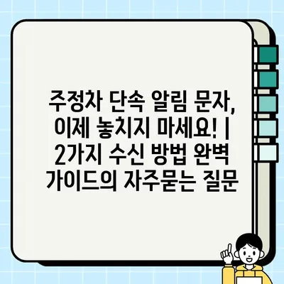 주정차 단속 알림 문자, 이제 놓치지 마세요! | 2가지 수신 방법 완벽 가이드