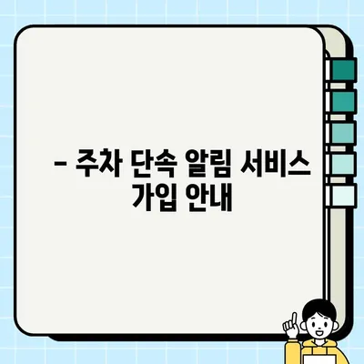 주정차 단속, 이제는 실시간 교통 정보로 피하세요! | 주정차 단속 알림 서비스 가입 가이드