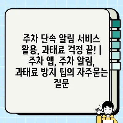 주차 단속 알림 서비스 활용, 과태료 걱정 끝! | 주차 앱, 주차 알림, 과태료 방지 팁