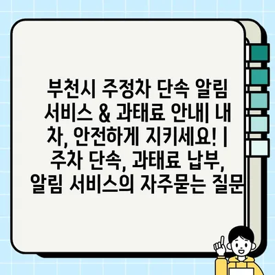 부천시 주정차 단속 알림 서비스 & 과태료 안내| 내 차, 안전하게 지키세요! | 주차 단속, 과태료 납부, 알림 서비스