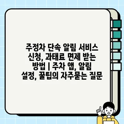 주정차 단속 알림 서비스 신청, 과태료 면제 받는 방법 | 주차 앱, 알림 설정, 꿀팁