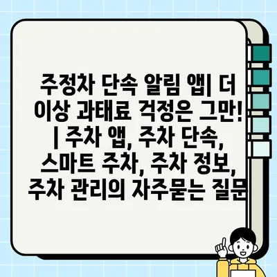 주정차 단속 알림 앱| 더 이상 과태료 걱정은 그만! | 주차 앱, 주차 단속, 스마트 주차, 주차 정보, 주차 관리