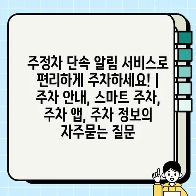 주정차 단속 알림 서비스로 편리하게 주차하세요! | 주차 안내, 스마트 주차, 주차 앱, 주차 정보