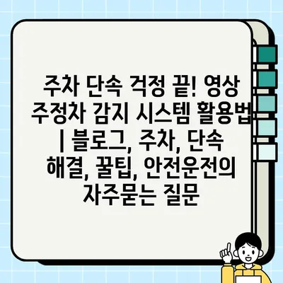 주차 단속 걱정 끝! 영상 주정차 감지 시스템 활용법 | 블로그, 주차, 단속 해결, 꿀팁, 안전운전