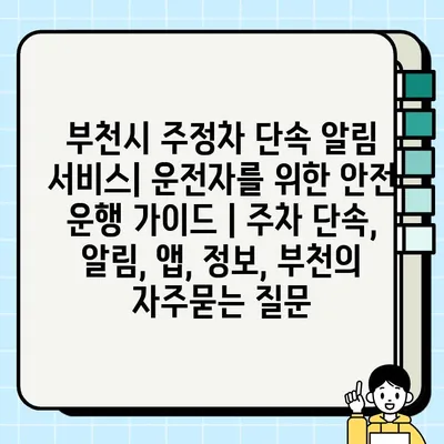 부천시 주정차 단속 알림 서비스| 운전자를 위한 안전 운행 가이드 | 주차 단속, 알림, 앱, 정보, 부천