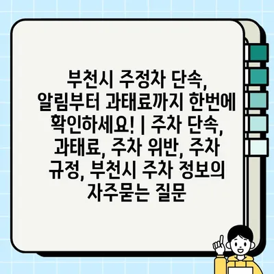 부천시 주정차 단속, 알림부터 과태료까지 한번에 확인하세요! | 주차 단속, 과태료, 주차 위반, 주차 규정, 부천시 주차 정보