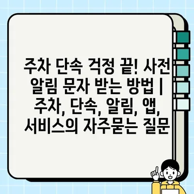 주차 단속 걱정 끝! 사전 알림 문자 받는 방법 | 주차, 단속, 알림, 앱, 서비스