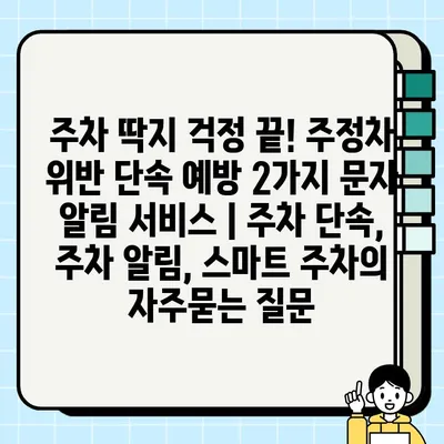 주차 딱지 걱정 끝! 주정차 위반 단속 예방 2가지 문자 알림 서비스 | 주차 단속, 주차 알림, 스마트 주차