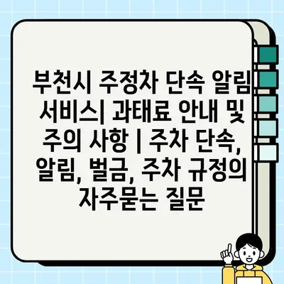 부천시 주정차 단속 알림 서비스| 과태료 안내 및 주의 사항 | 주차 단속, 알림, 벌금, 주차 규정