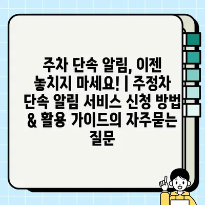 주차 단속 알림, 이젠 놓치지 마세요! | 주정차 단속 알림 서비스 신청 방법 & 활용 가이드