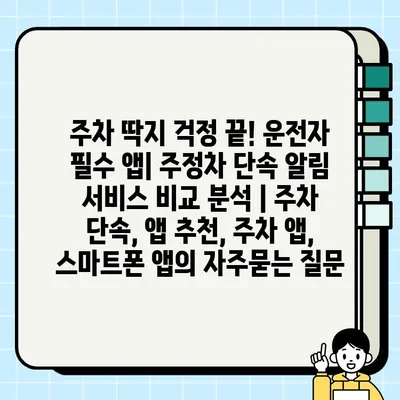 주차 딱지 걱정 끝! 운전자 필수 앱| 주정차 단속 알림 서비스 비교 분석 | 주차 단속, 앱 추천, 주차 앱, 스마트폰 앱