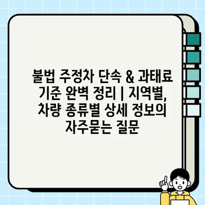 불법 주정차 단속 & 과태료 기준 완벽 정리 | 지역별, 차량 종류별 상세 정보