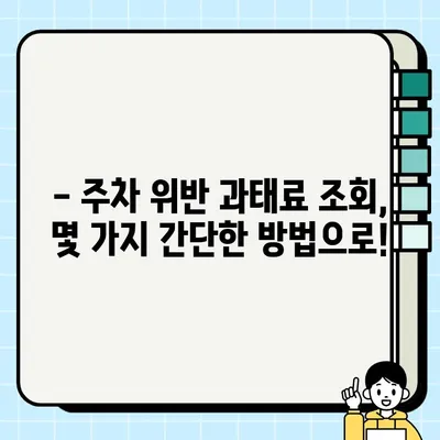 주차 위반 과태료 확인 & 주정차 단속 알림| 간편하게 확인하고 대처하세요 | 과태료 조회, 위반 사실 확인, 단속 정보