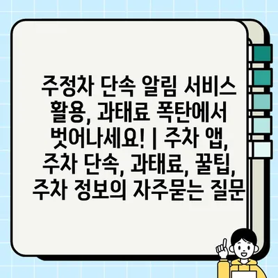 주정차 단속 알림 서비스 활용, 과태료 폭탄에서 벗어나세요! | 주차 앱, 주차 단속, 과태료, 꿀팁, 주차 정보