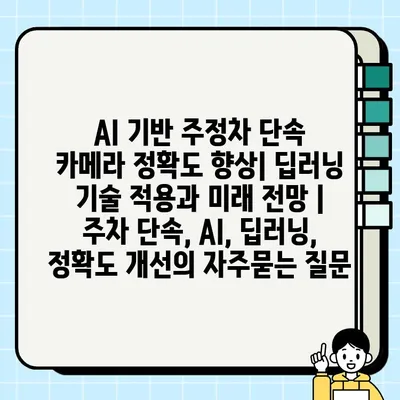 AI 기반 주정차 단속 카메라 정확도 향상| 딥러닝 기술 적용과 미래 전망 | 주차 단속, AI, 딥러닝, 정확도 개선