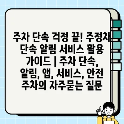 주차 단속 걱정 끝! 주정차 단속 알림 서비스 활용 가이드 | 주차 단속, 알림, 앱, 서비스, 안전 주차