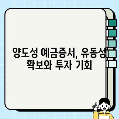 양도성 예금증서 담보 활용법| 부동산 투자, 사업 자금 조달 등 다양한 활용 가이드 | 부동산 투자, 사업 자금, 금융 상품