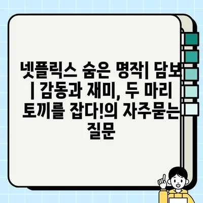 넷플릭스 숨은 명작| 담보 | 감동과 재미, 두 마리 토끼를 잡다!