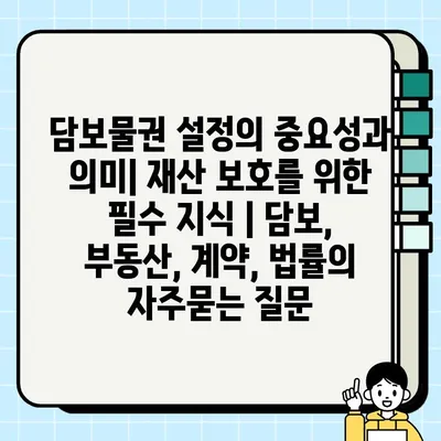 담보물권 설정의 중요성과 의미| 재산 보호를 위한 필수 지식 | 담보, 부동산, 계약, 법률