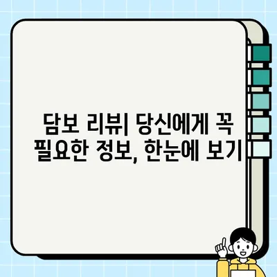 담보 리뷰| 빚 대신 남겨진 소중한 담보 | 담보 가치, 재산 보호, 부채 관리, 리뷰