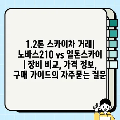 1.2톤 스카이차 거래| 노바스210 vs 일톤스카이 | 장비 비교, 가격 정보, 구매 가이드