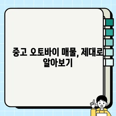 중고 오토바이 거래, 이제 똑똑하게! | 중고 모터사이클 매물 판독법| 오토바이 중고 거래의 필수 가이드