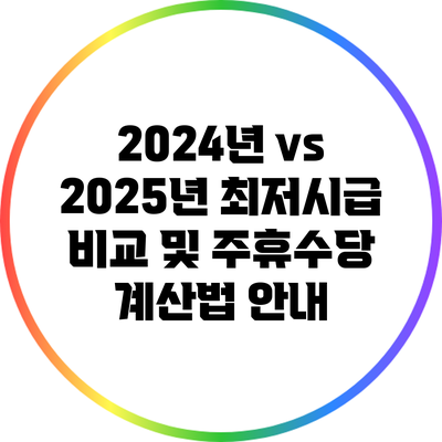2024년 vs 2025년 최저시급 비교 및 주휴수당 계산법 안내
