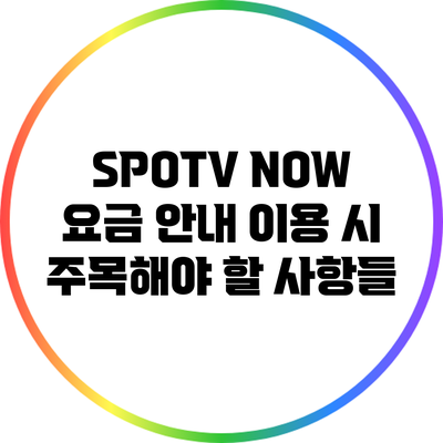 SPOTV NOW 요금 안내: 이용 시 주목해야 할 사항들