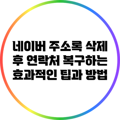 네이버 주소록 삭제 후 연락처 복구하는 효과적인 팁과 방법