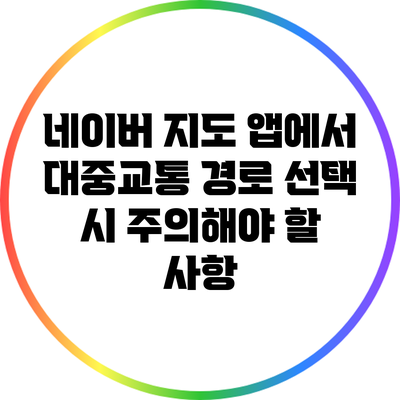 네이버 지도 앱에서 대중교통 경로 선택 시 주의해야 할 사항