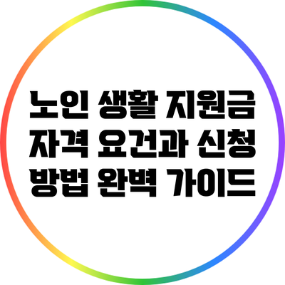 노인 생활 지원금: 자격 요건과 신청 방법 완벽 가이드