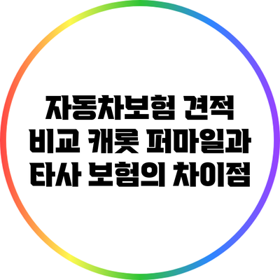 자동차보험 견적 비교: 캐롯 퍼마일과 타사 보험의 차이점