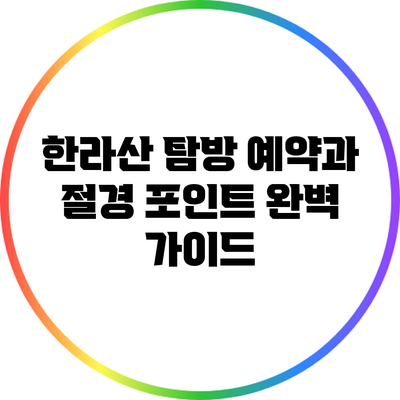 한라산 탐방 예약과 절경 포인트 완벽 가이드