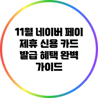11월 네이버 페이 제휴 신용 카드 발급 혜택 완벽 가이드