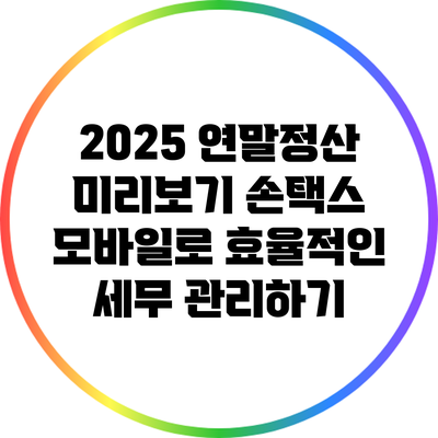 2025 연말정산 미리보기: 손택스 모바일로 효율적인 세무 관리하기