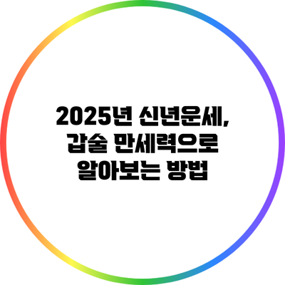 2025년 신년운세, 갑술 만세력으로 알아보는 방법