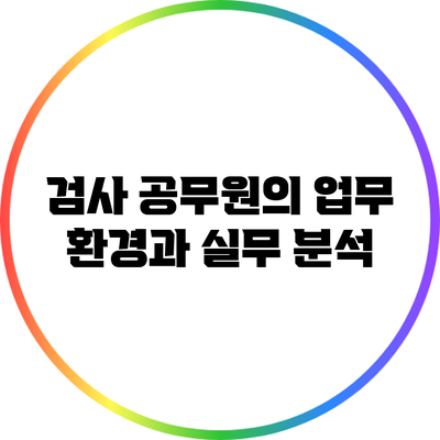 검사 공무원의 업무 환경과 실무 분석
