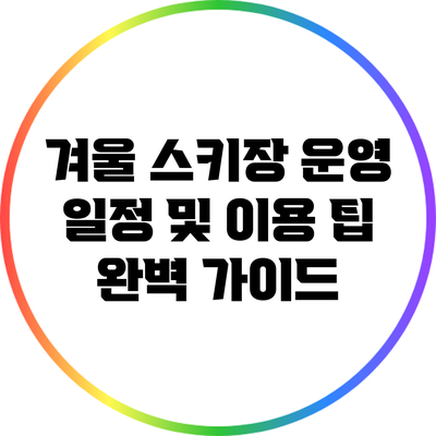 겨울 스키장 운영 일정 및 이용 팁: 완벽 가이드