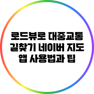 로드뷰로 대중교통 길찾기: 네이버 지도 앱 사용법과 팁