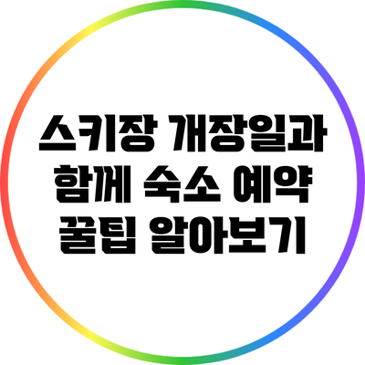 스키장 개장일과 함께 숙소 예약 꿀팁 알아보기