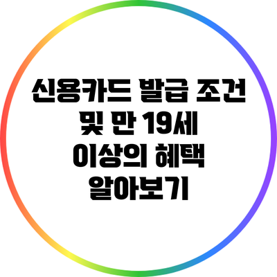 신용카드 발급 조건 및 만 19세 이상의 혜택 알아보기