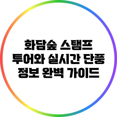 화담숲 스탬프 투어와 실시간 단풍 정보 완벽 가이드