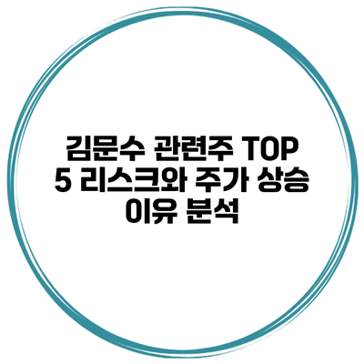 김문수 관련주 TOP 5 리스크와 주가 상승 이유 분석