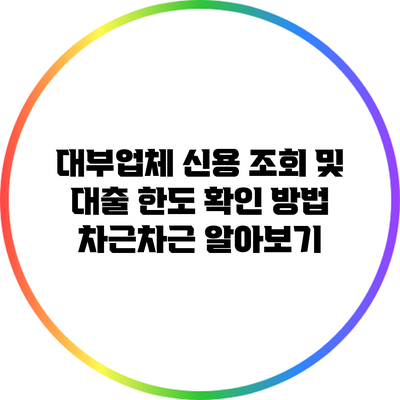 대부업체 신용 조회 및 대출 한도 확인 방법 차근차근 알아보기