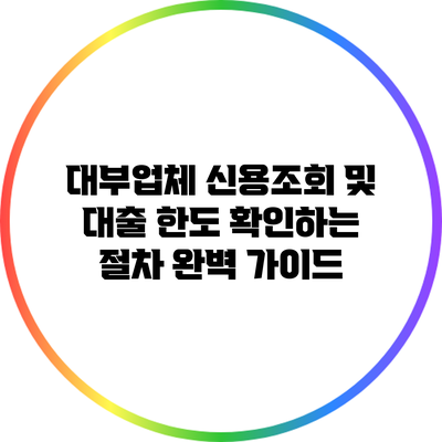 대부업체 신용조회 및 대출 한도 확인하는 절차 완벽 가이드